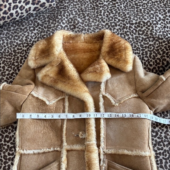 Vintage leather Sherpa peacoat xs/s soft good condition chunky thick unbranded - Picture 7 of 9